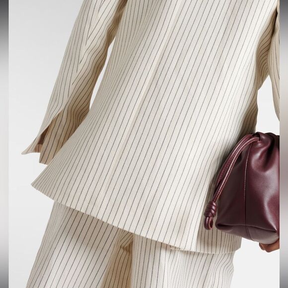 NEW Frame Pinstripe Cotton-Linen Double Breasted Blazer Cream Multi Size 2 - Picture 6 of 14